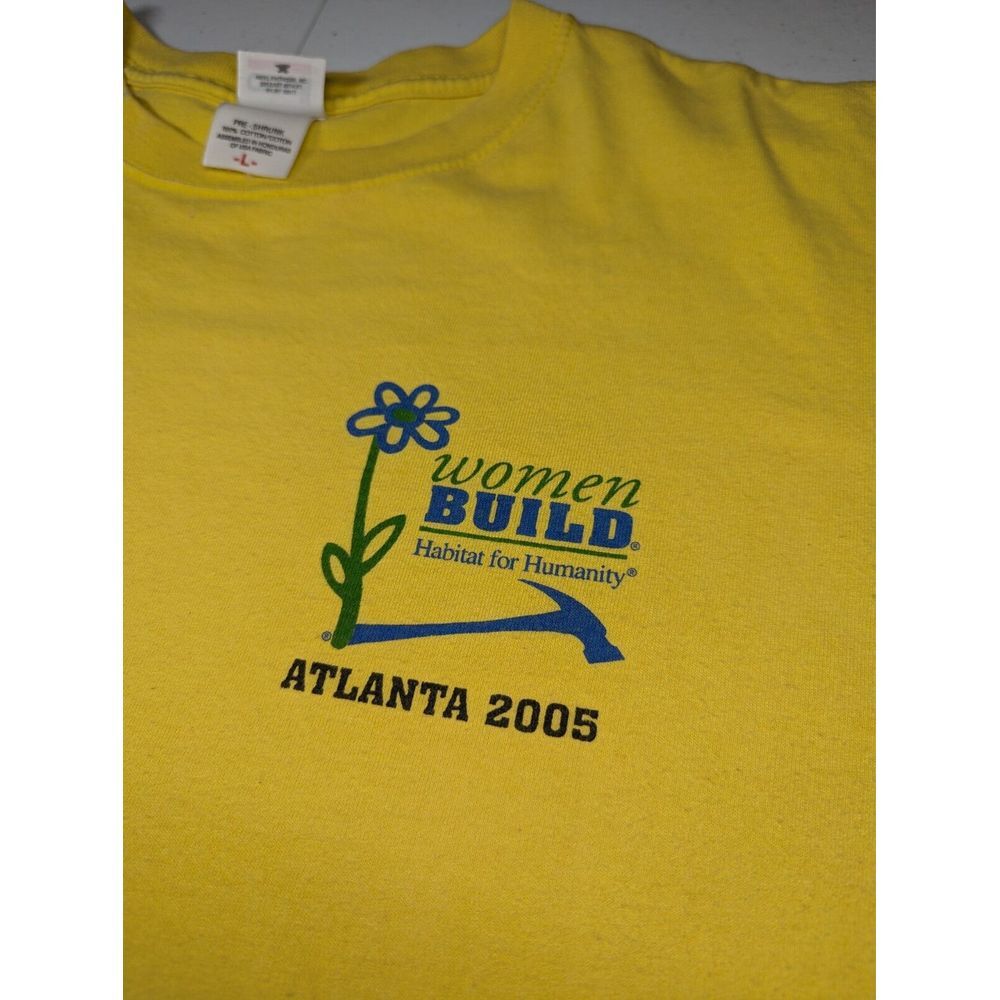 Habitat For Humanity T Shirt Size Large Women Build Atlanta 2005 Vintage Yellow - Picture 3 of 10
